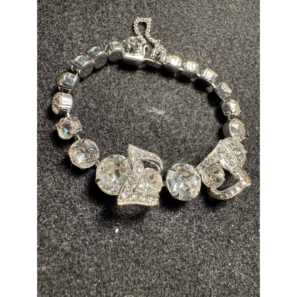 Vintage Eisenberg Bracelet Rhinestone Bow Signed Size 7"